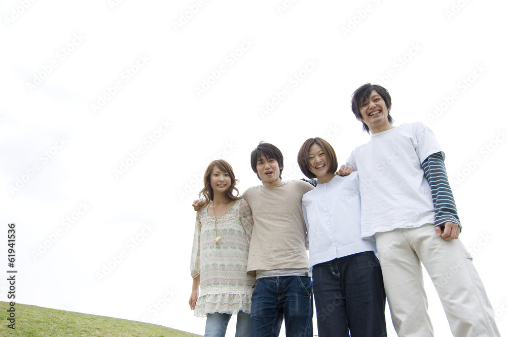 young people with their arms around each other young people with their arms around each other