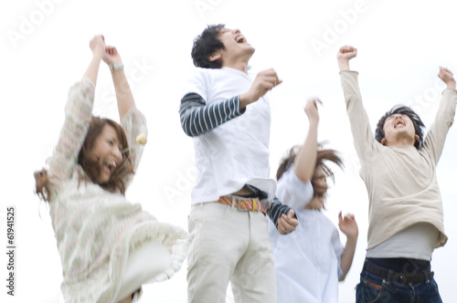 young men jumping