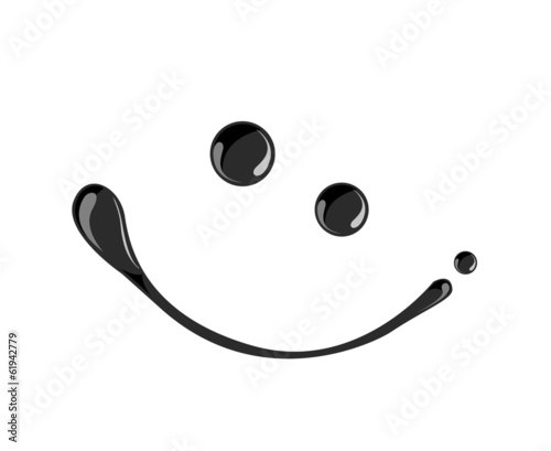 Black ink smile symbol vector  dark,oil