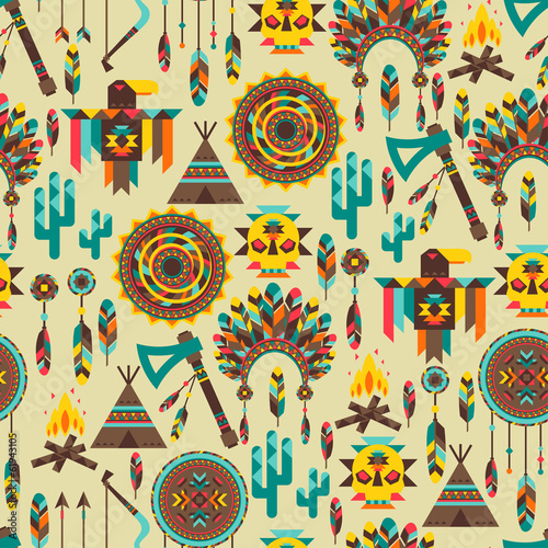 Ethnic seamless pattern in native style.