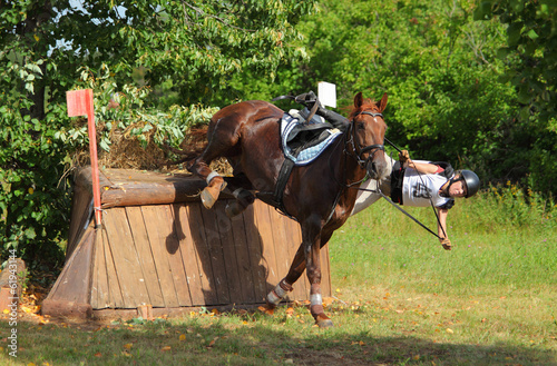 Obraz na płótnie Incident during a sports horseback jump w salonie