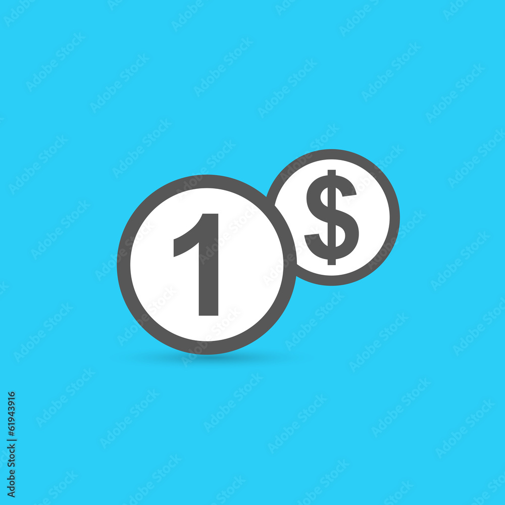 One dollar coin icon One dollar coin icon