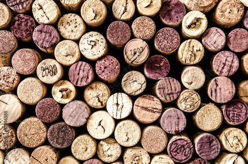 Detail of wine corks in color vintage style