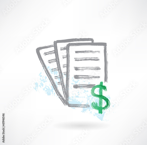 Document with dollar grunge icon