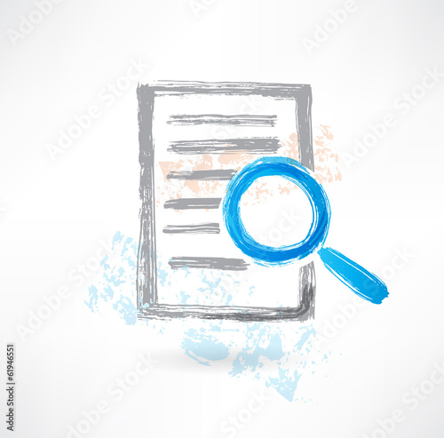 Document with magnifer grunge icon