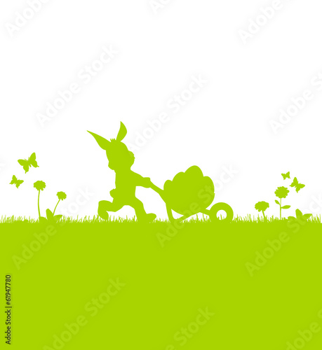 Osterhase mit Schubkarre