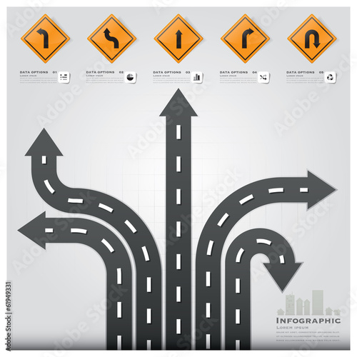 Road And Street Traffic Sign Business Infographic Design Templat
