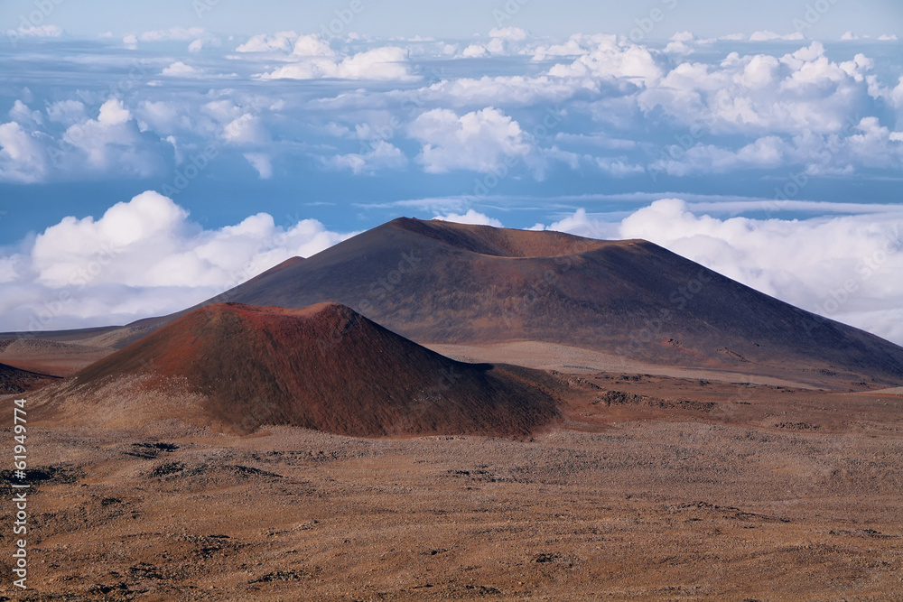 Extinct volcanic craters from Mauna Kea, Hawaii island