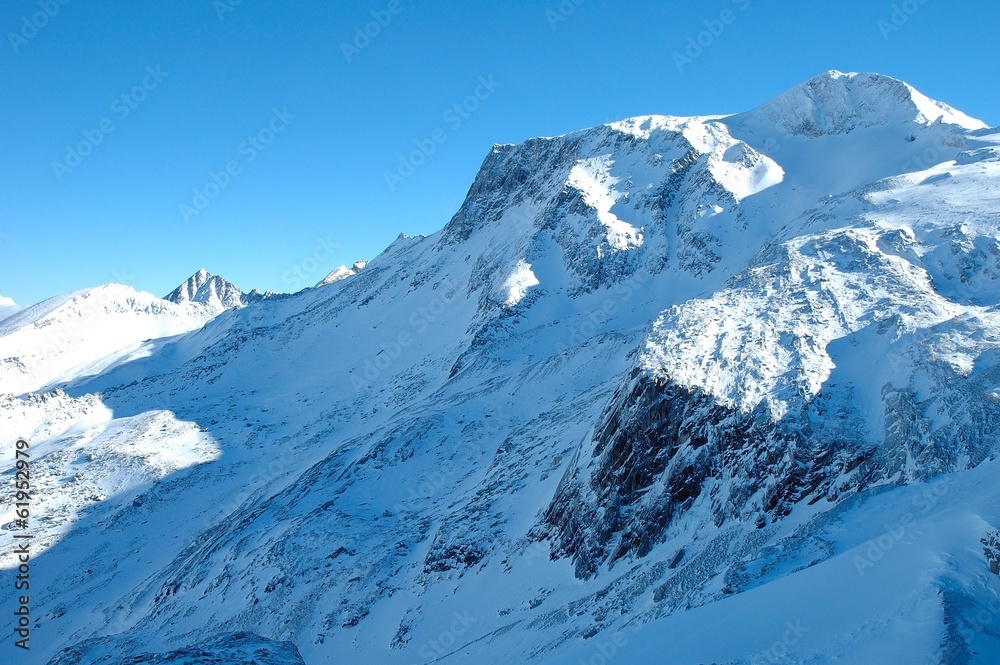 Peaks in Alps in winter