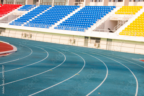 Blue running track and stadium