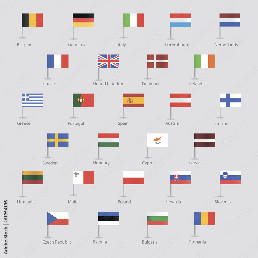 Obraz premium Flags of EU countries