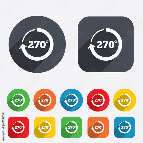 Angle 270 degrees sign icon. Geometry math symbol