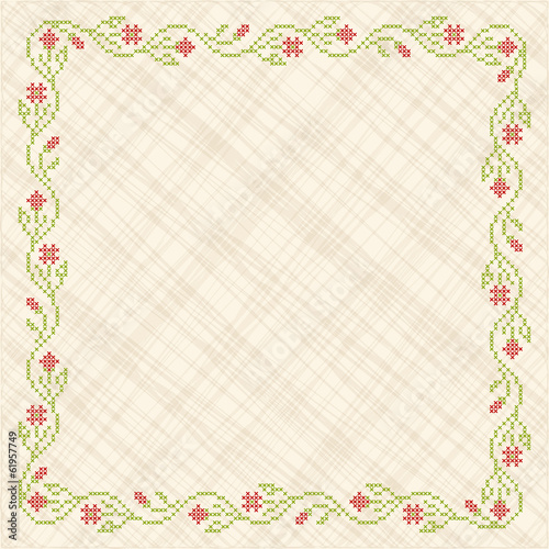 Cross-stitch embroidery in Ukrainian style