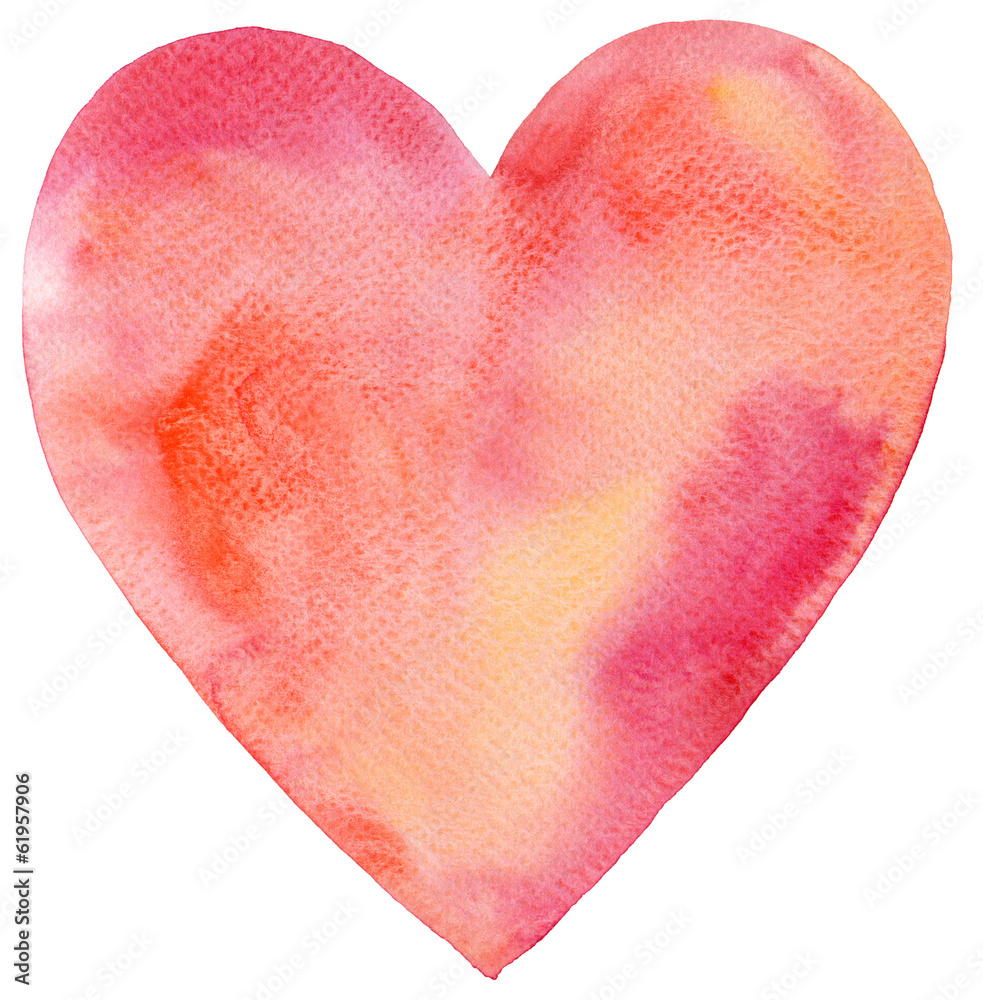 Naklejka premium Watercolor painted red heart