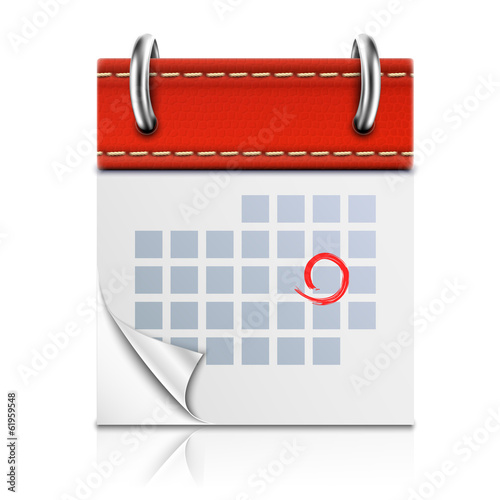 Realistic Isolated Red Calendar Icon.