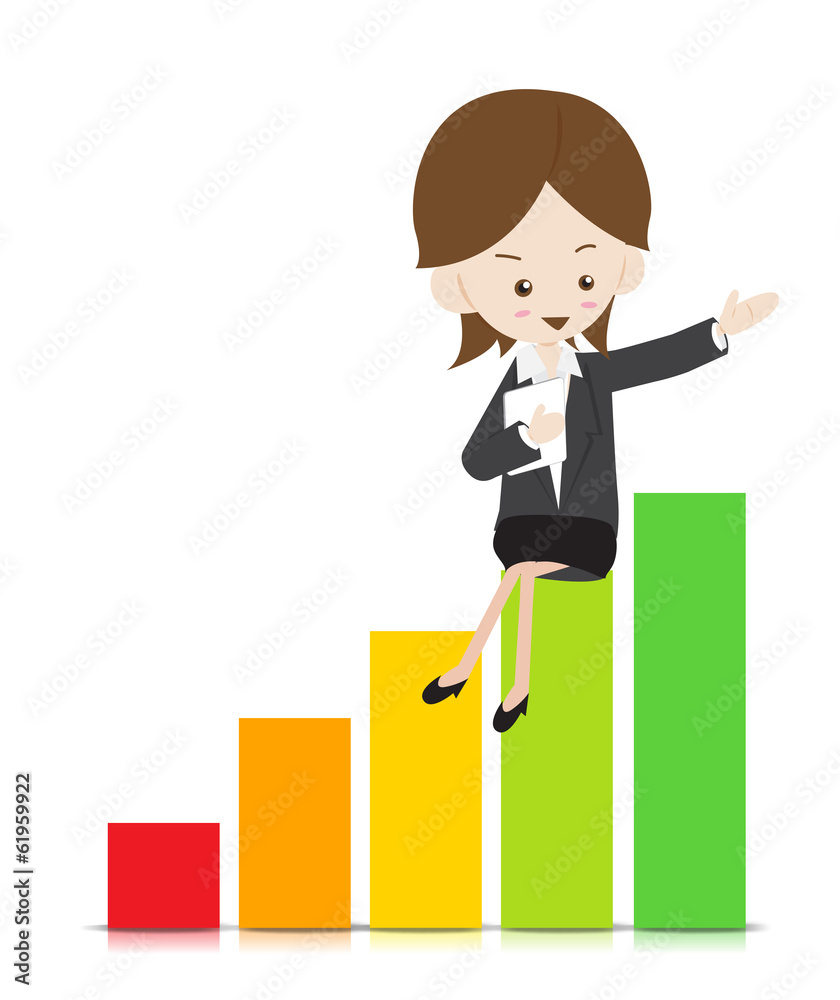 Obraz premium Business woman with growing graph 02