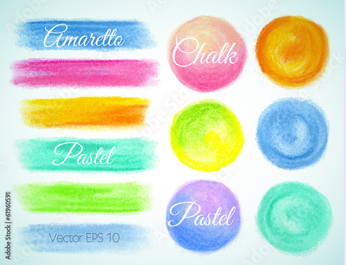 Set watercolor round, smear and spot ,Vector illustration crayon