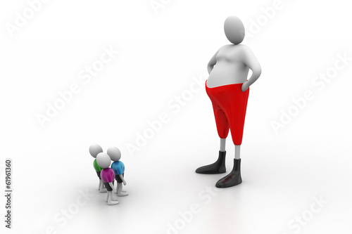 3d people with comic and fat man