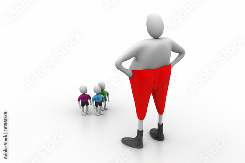 3d people with comic and fat man