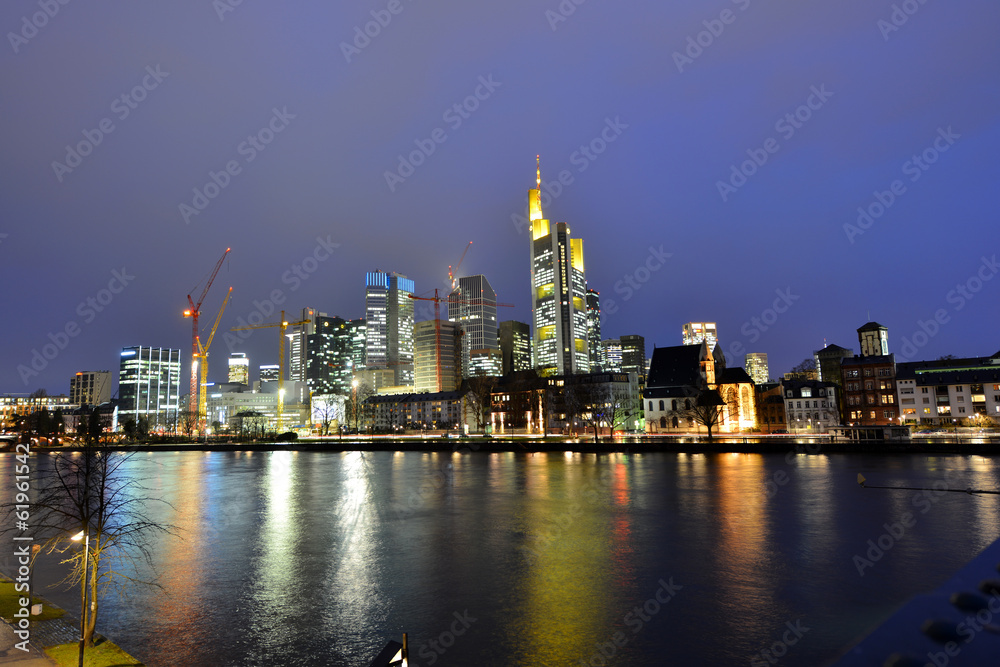 Frankfurt am Main, Hochhäuser, Skyline, Banken, Main