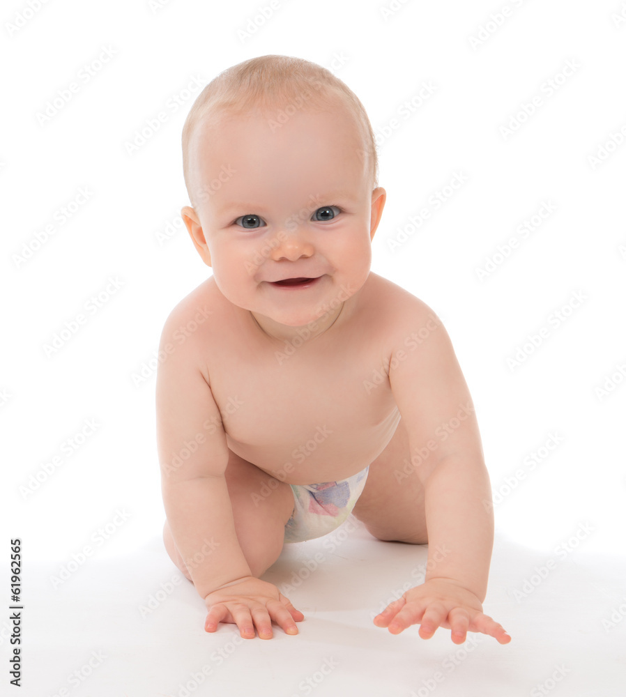 Little child baby toddler sitting or crawling happy smiling Little child baby toddler sitting or crawling happy smiling