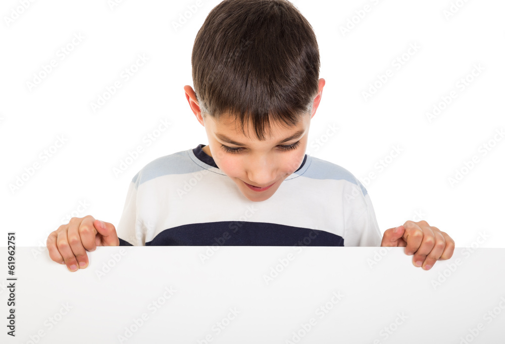 Boy with empty banner