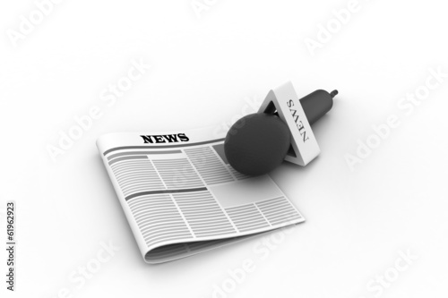 Microphone with newspaper