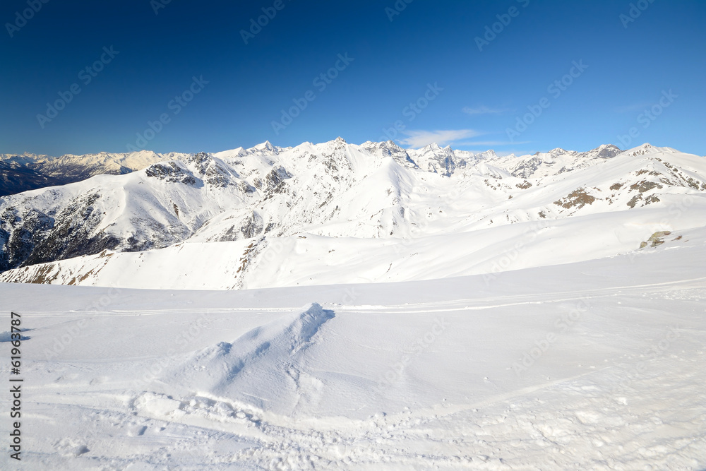 Snowy slope with superb panoramic view Snowy slope with superb panoramic view