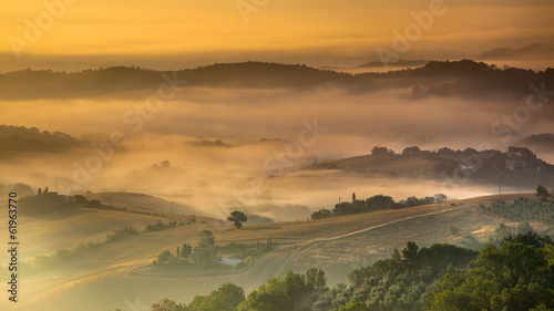 Tuscan Countryside on Foggy Morning