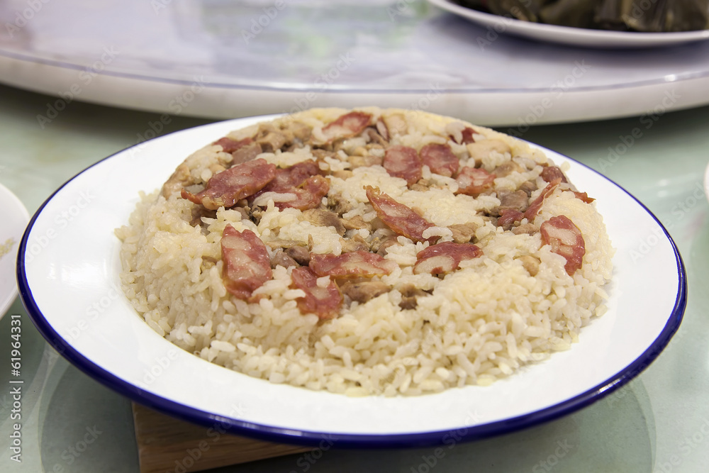 Glutinous Rice with Chinese Sausage and Chicken Glutinous Rice with Chinese Sausage and Chicken