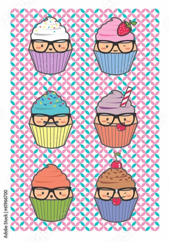 Cupcake, kawaii geek set