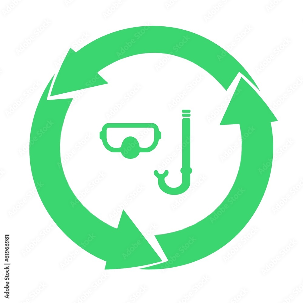 Masque et tuba dans un symbole recyclage Masque et tuba dans un symbole recyclage