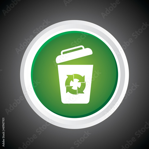Icon of recycle Bin. garbage can. On Button. Eps-10.