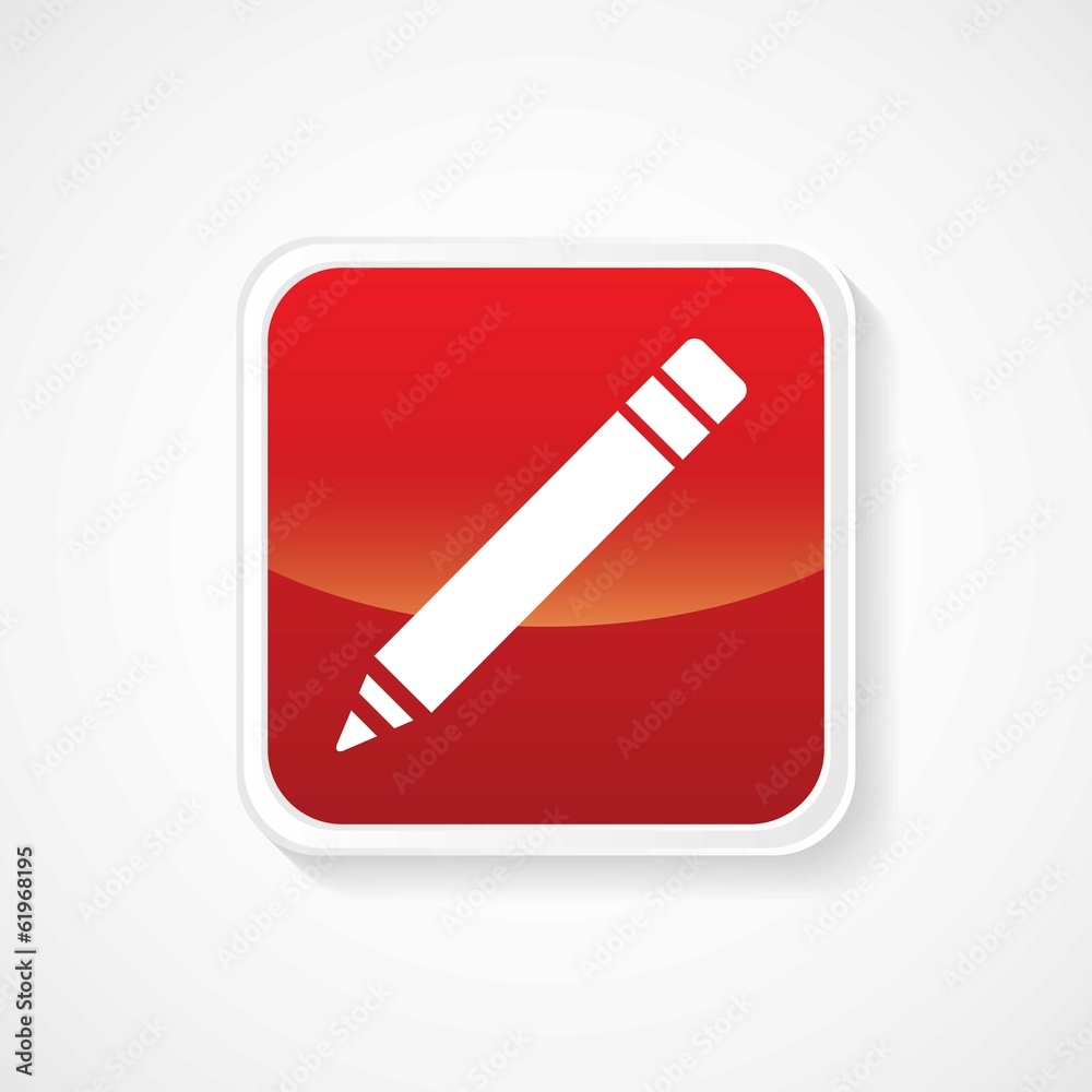 Icon of on Pencil (Write) Red Glossy Button. Eps-10 Icon of on Pencil (Write) Red Glossy Button. Eps-10