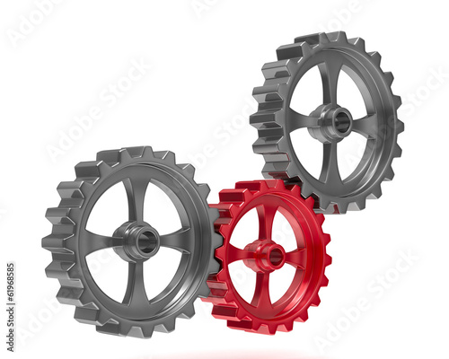 Three gears on white backgr...