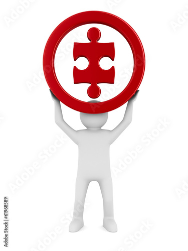 Puzzle into circle on white...