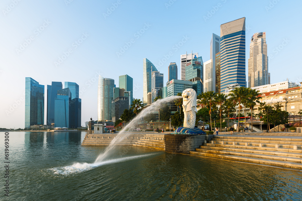 Naklejka premium Dzielnica finansowa, Singapur