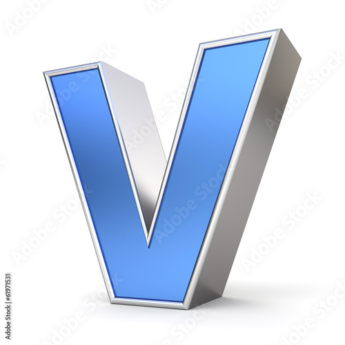 Blue metal alphabet collection - letter V
