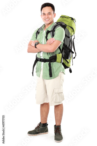 male hiker with backpack