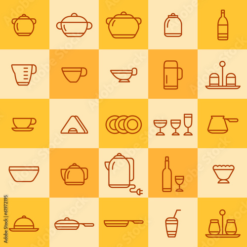 set of icons of different types of cookware