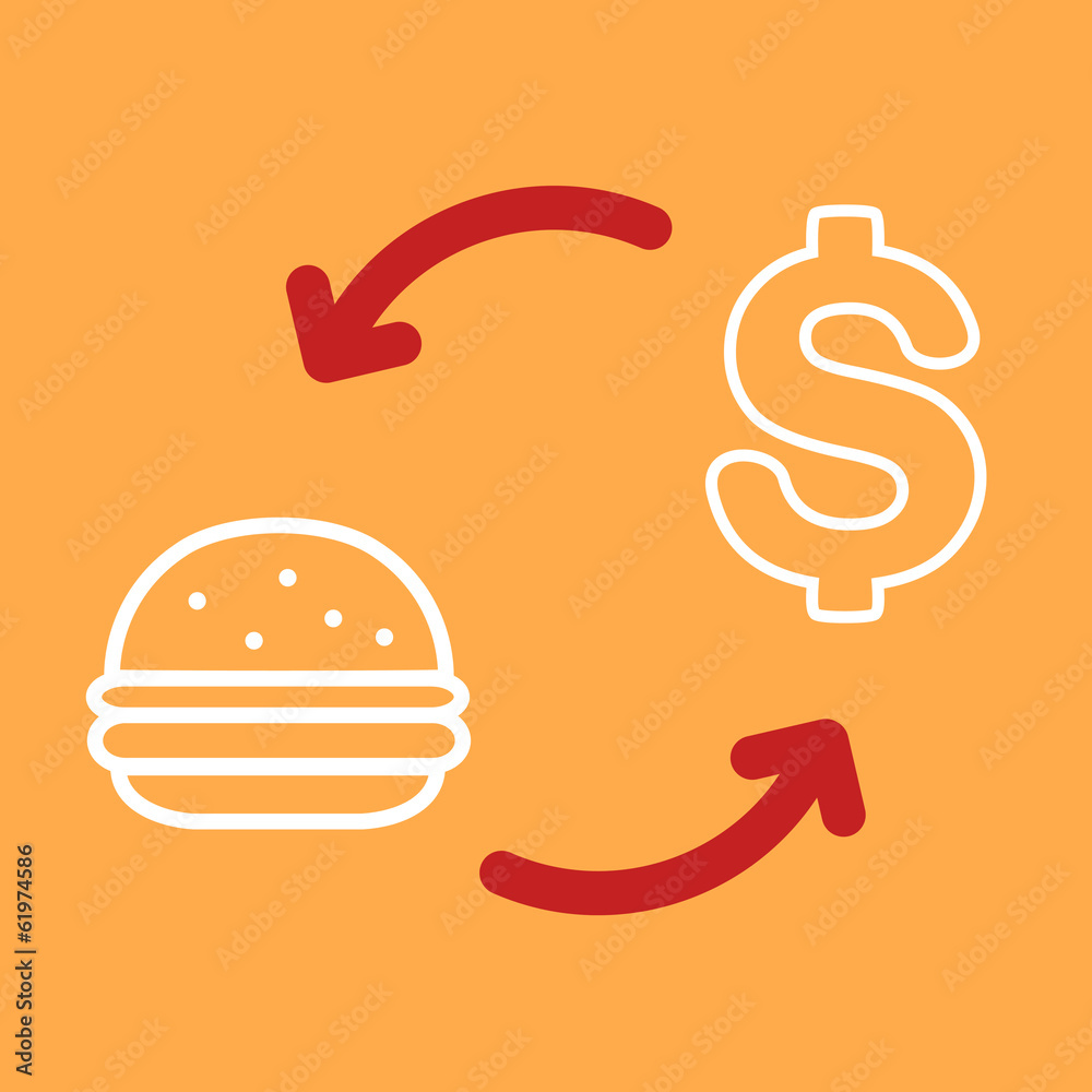 exchange of money for a burger. exchange of money for a burger.