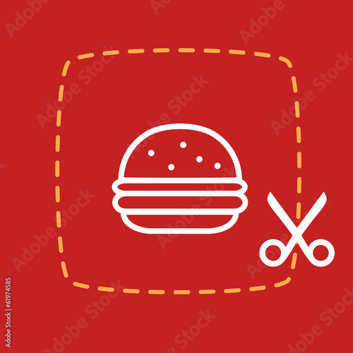 scissors cut sticker with a burger