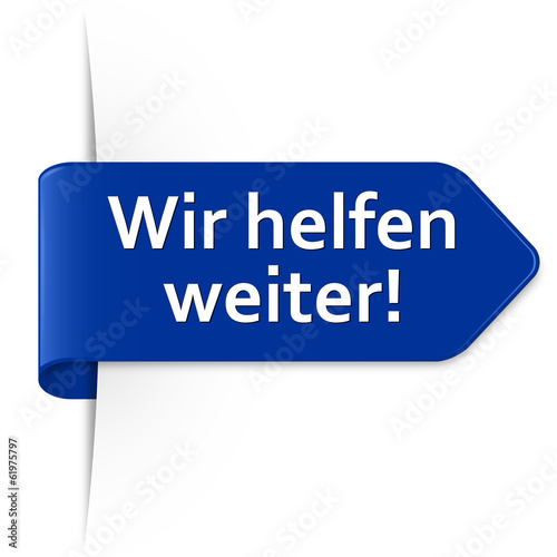 Wir helfen weiter! - Azurblauer Sticker Pfeil
