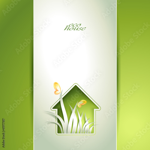 Spring green house invitation template card.