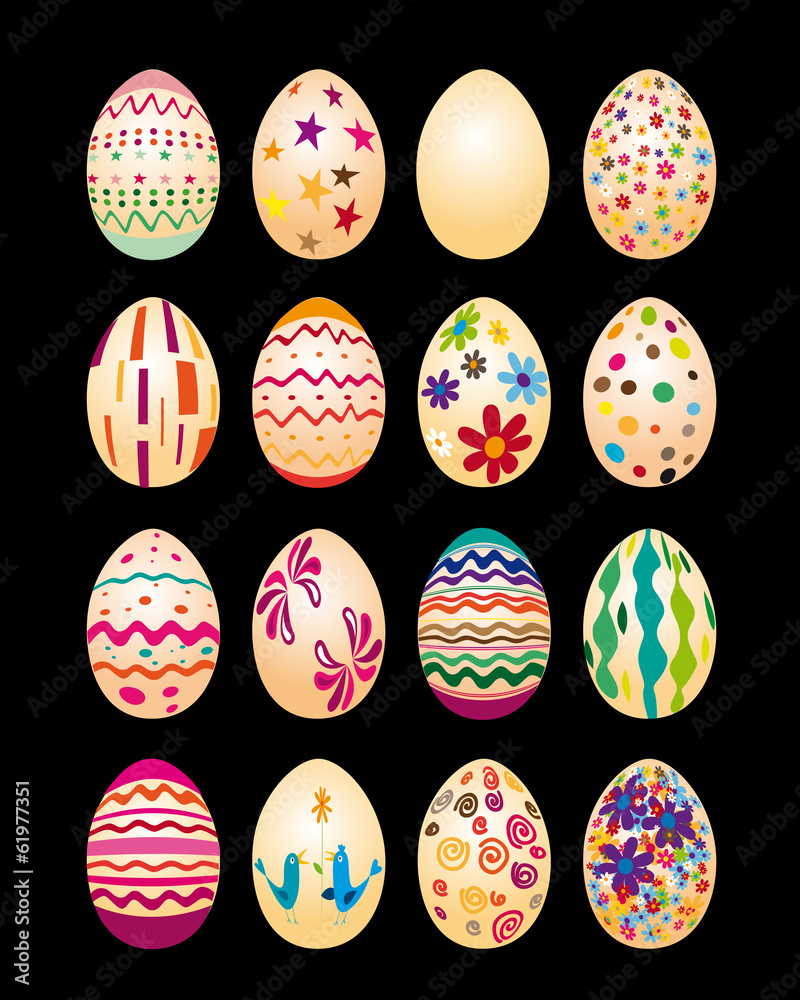 œufs de Pâques multicolores