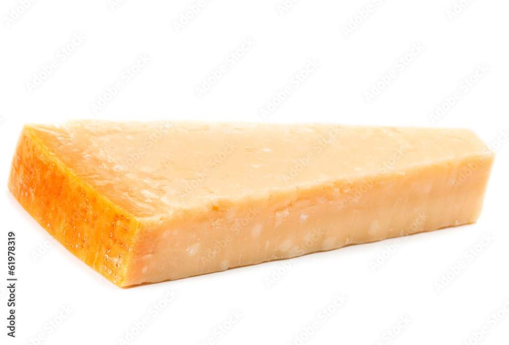 Parmesan Cheese Isolated on White Background close up. Piece of Parmesan Cheese Isolated on White Background close up. Piece of