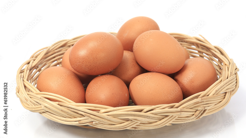 egg in basket isolated on white background egg in basket isolated on white background