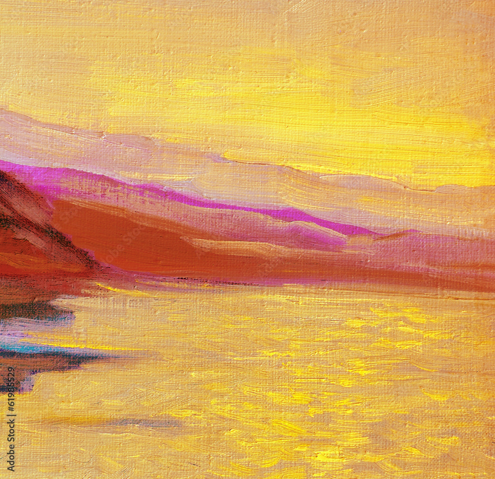 sunrise on the sea, painting, picture,  illustration