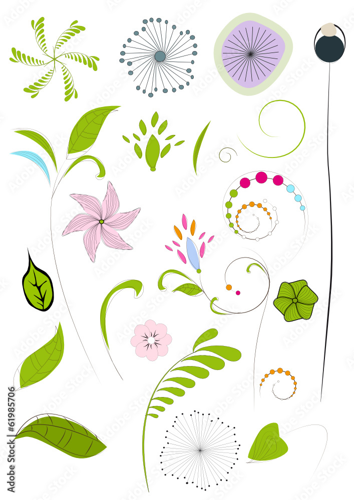 Fototapeta premium Fleurs et feuilles
