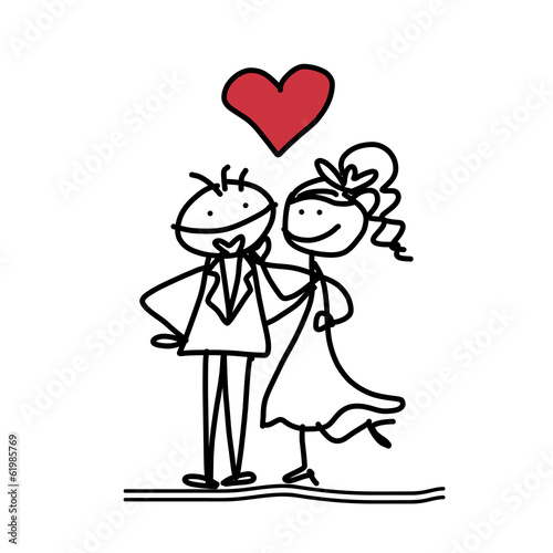 hand drawing cartoon happiness wedding